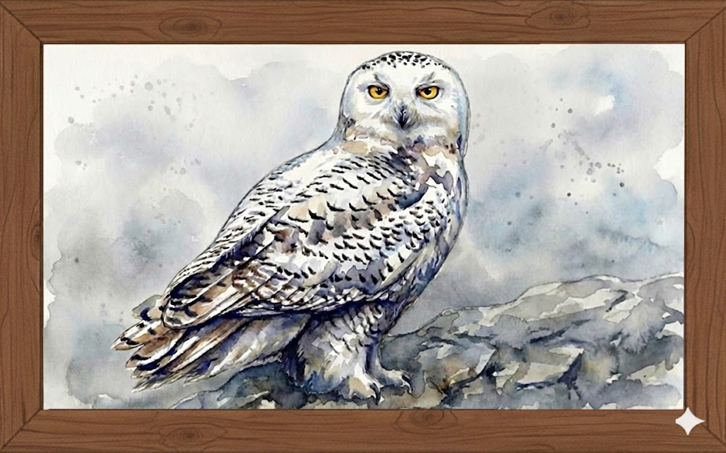 Dibujo de la especie bubo scandiacus