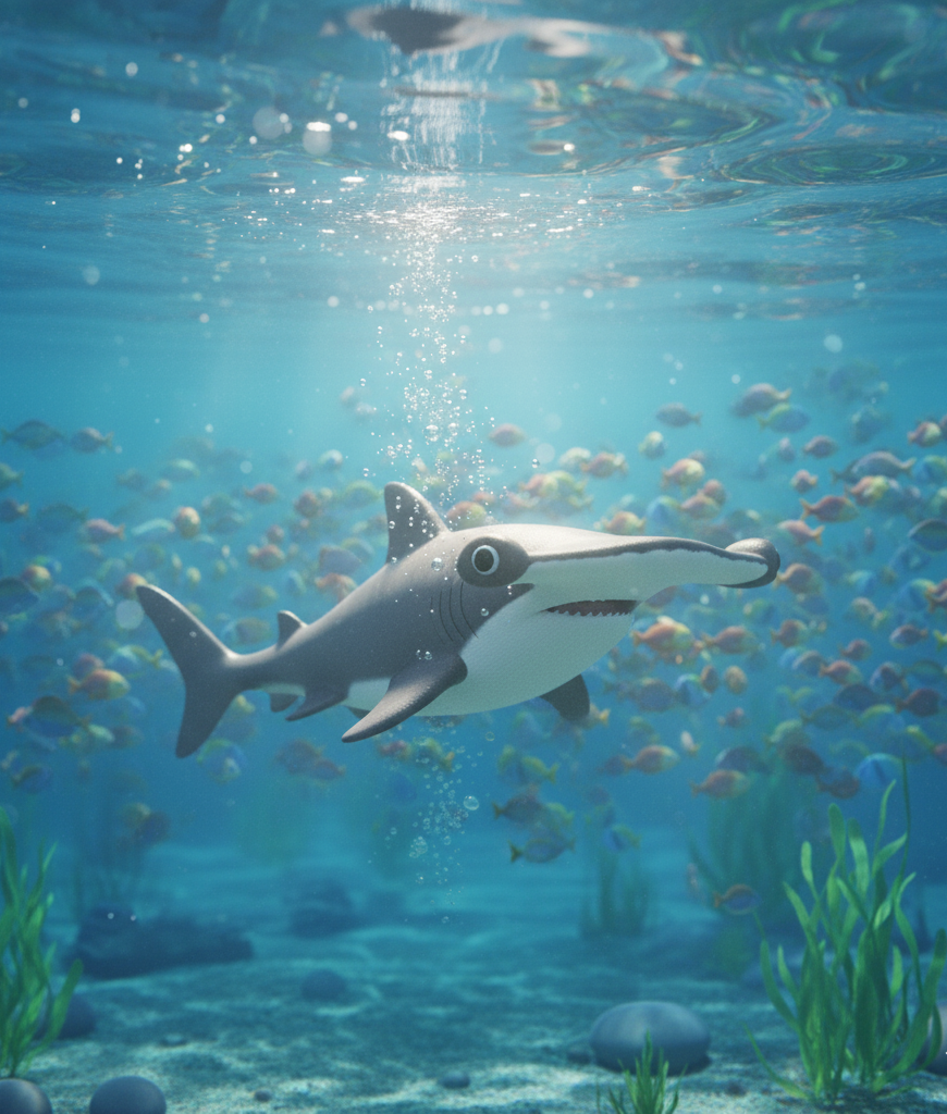 Dibujo animal de un tiburon martillo